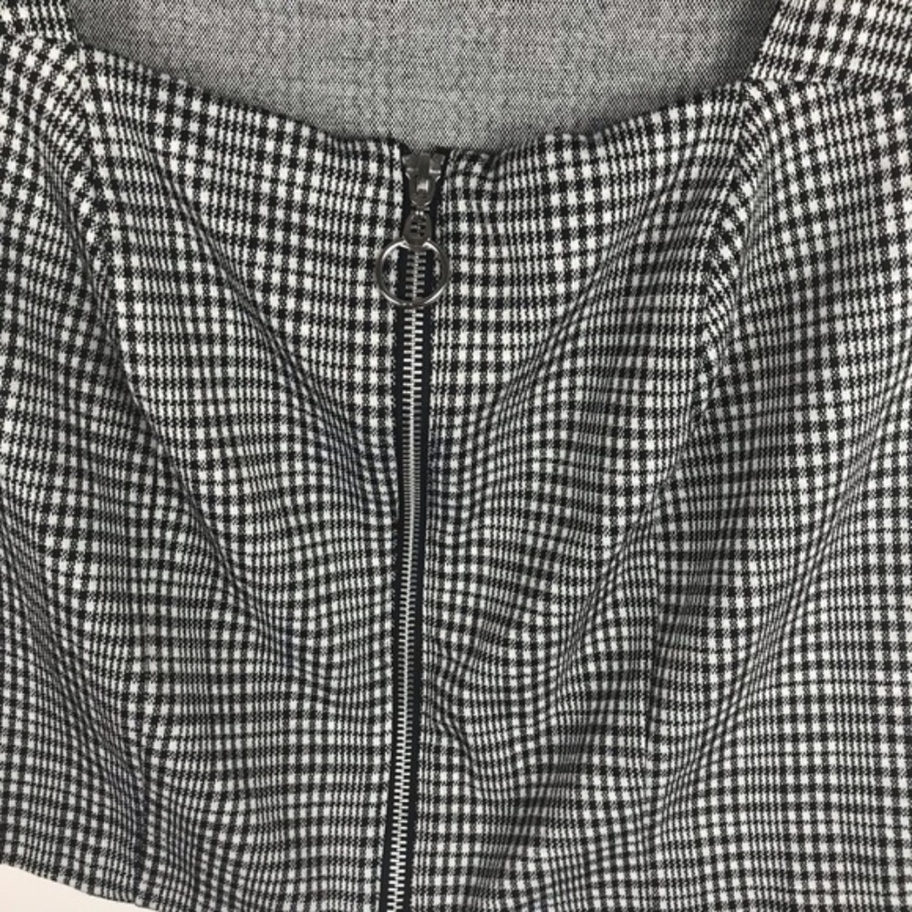 Wild Fable Black White Houndstooth Print Crop Top - Picture 2 of 5
